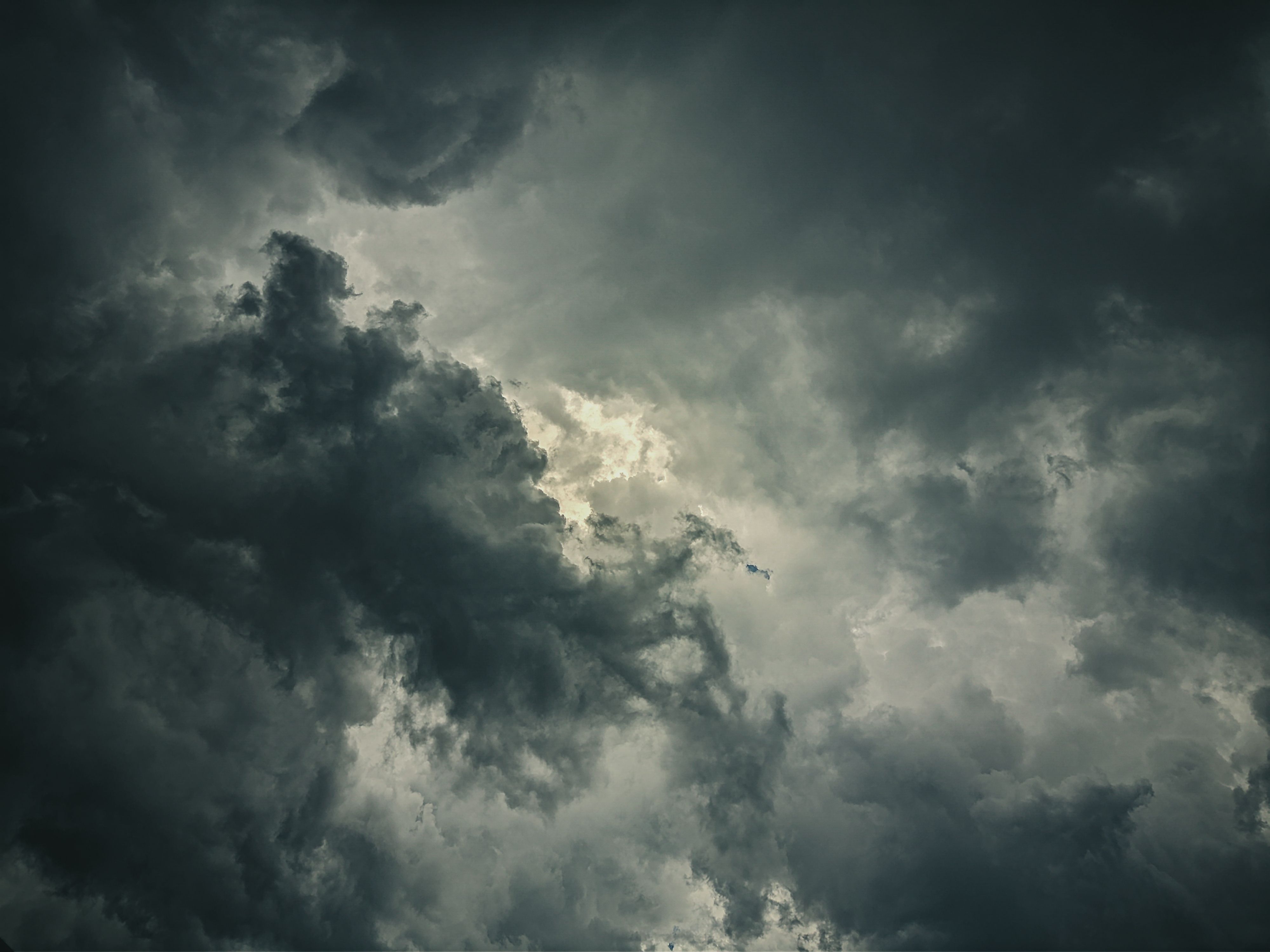 Dark dramatic storm cloud formation, a cumulonimbus, building against a moody sky over Mexico
